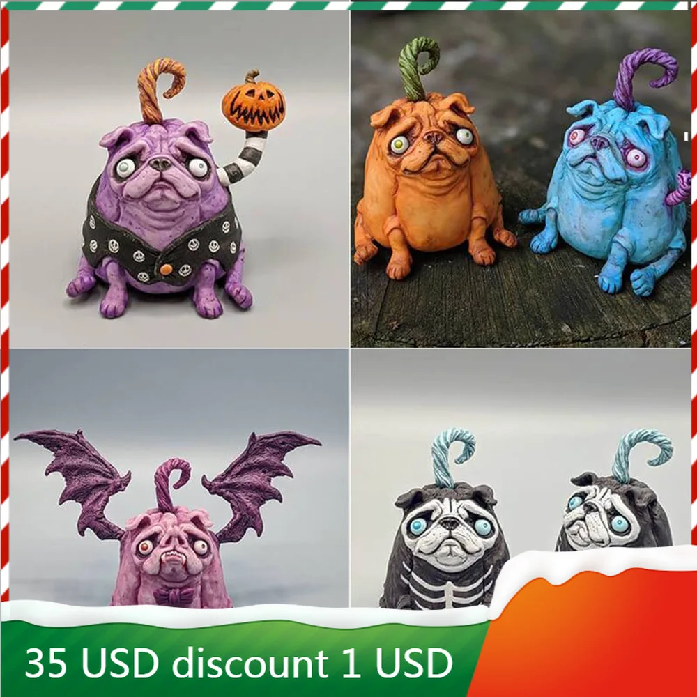 

Новогоднее, Хэллоуин, кукла-тыква зомби, собака, украшение для рождественского щенка, креативное полимерное украшение
