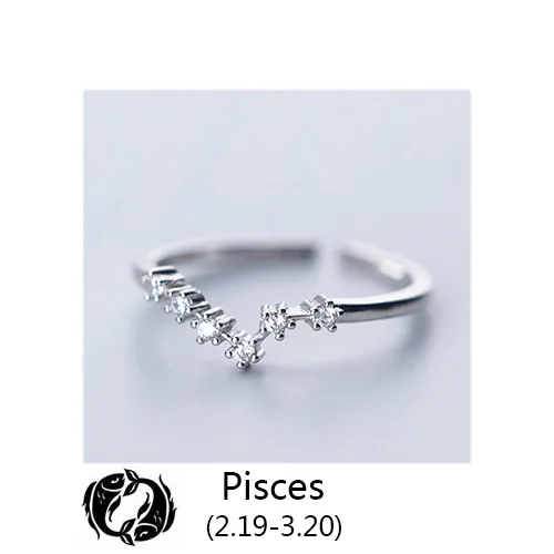 Pisces Trustdavis женские 12 Созвездие CZ модные ювелирные изделия из чистого серебра 925 пробы кольца на палец Лучший подарок DA348 - Цвет основного камня: Pisces