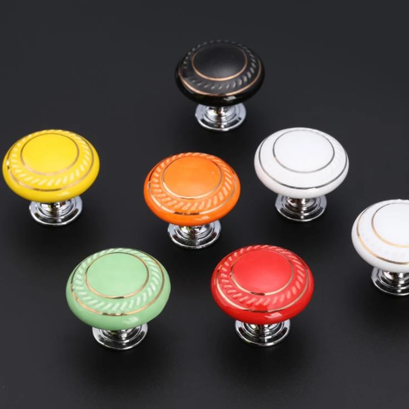 LCH 35 мм цветной круглый керамический керамические ручки для шкафчиков двери из