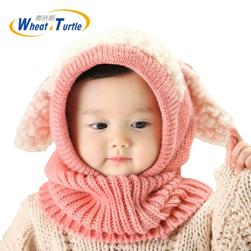 Mother Kids Baby Clothing Accessories Hats Caps Unisex Winter Knitted Infant Toddler Beanies Hooded Scarf Earflap Newborn Hats