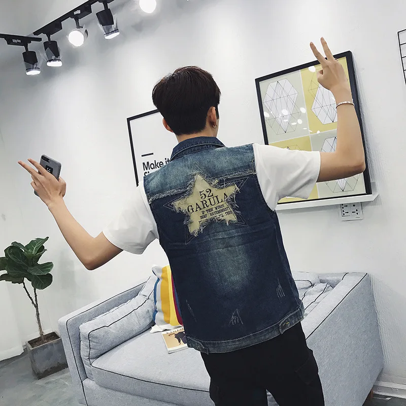 Оптовая продажа новинка 2021 мужской ковбойский джинсовый жилет в Корейском стиле