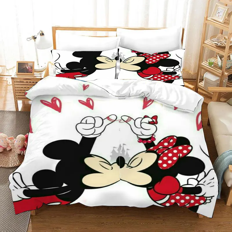 

Disney mickey mouse bedding set for kids bed decor full size quilt covers single bed 3pcs home textile cartoon discount hot sale