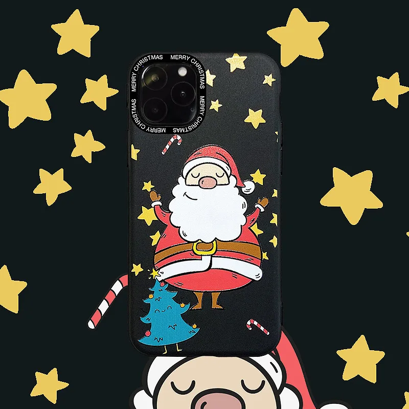 Чехол для телефона с рождественским рисунком iPhone X XR 11 Pro XS Max 8 7 6S 6 Plus чехол Санта