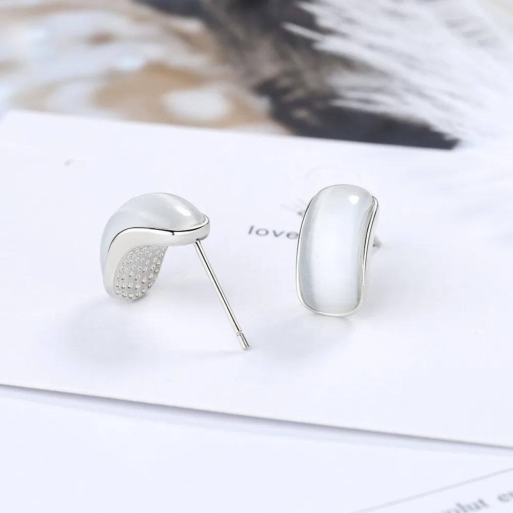 

Женские Геометрические серьги-гвоздики с опалом, свадебные украшения из стерлингового серебра 925 пробы, eh1160