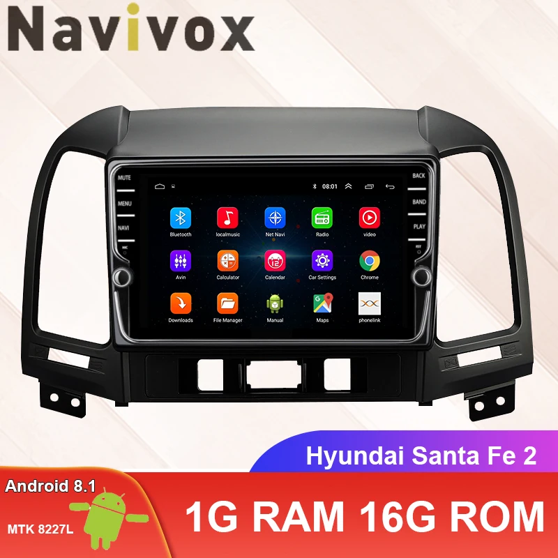 1G RAM 16G ROM Navivox Android 8,1 2 din " Автомобильный Радио мультимедийный плеер для hyundai Santa Fe 2005-2012 dvd gps навигация navi стерео DSP - Цвет: 1G RAM 16G ROM