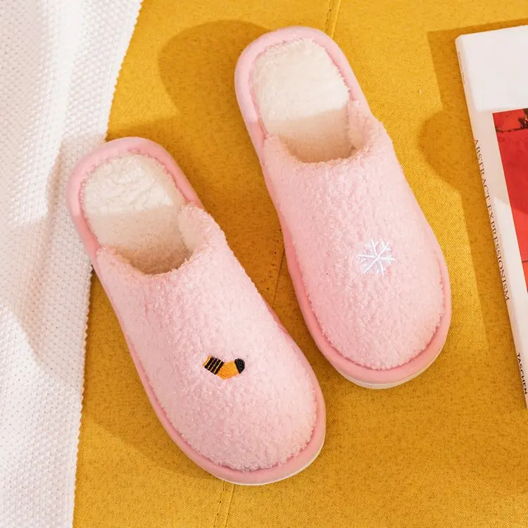 Autumn  Winter New Ladies Cotton Slippers Simple and Comfortable Cotton Slippers Women Flat Slippers Women Furry Slippers Women