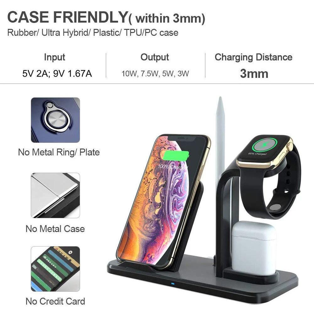 Беспроводное зарядное устройство 3 в 1 зарядный держатель для Apple Watch 5 4 2 Iphone 11 Pro Max
