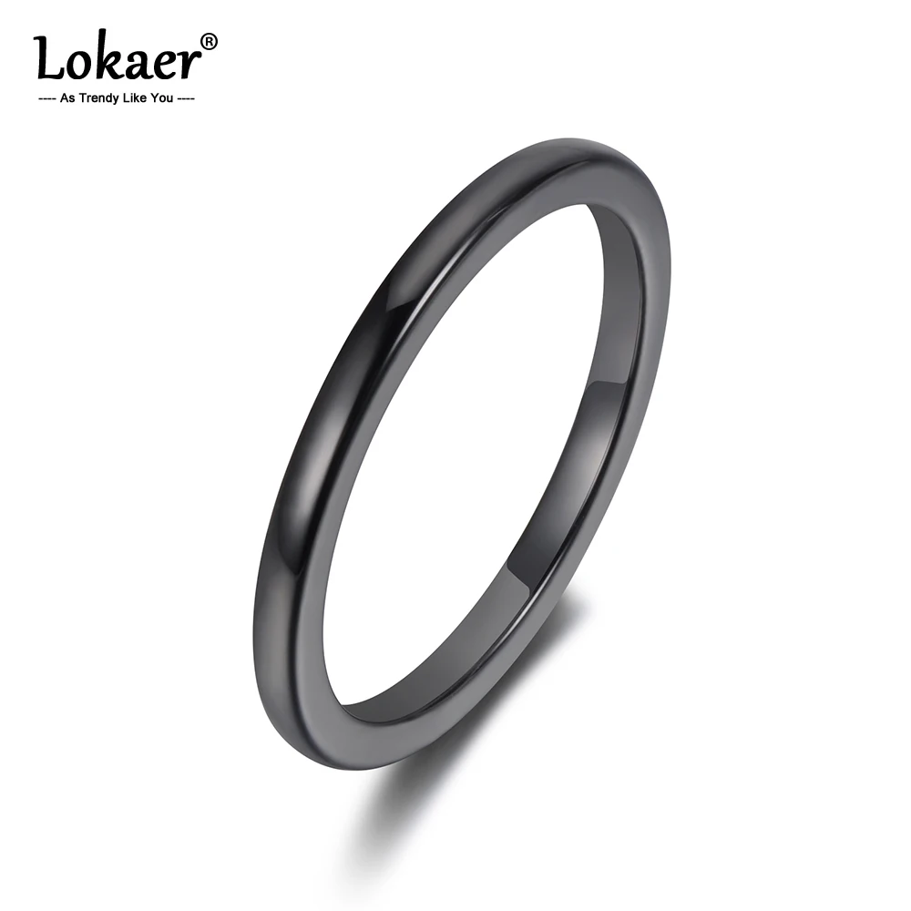 Женские глянцевые кольца Lokaer черные и белые классические свадебные на годовщину