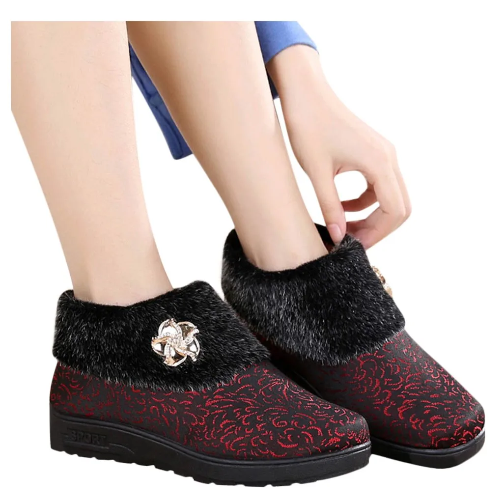 Женские теплые плюшевые ботинки для снега теплая Повседневная обувь женские