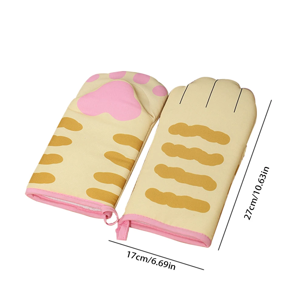 

2/1Pcs 3D Cartoon Cat Paws Oven Mitts Long Cotton Baking Insulation Gloves Microwave Heat Resistant Non-slip Home Kitchen Gloves