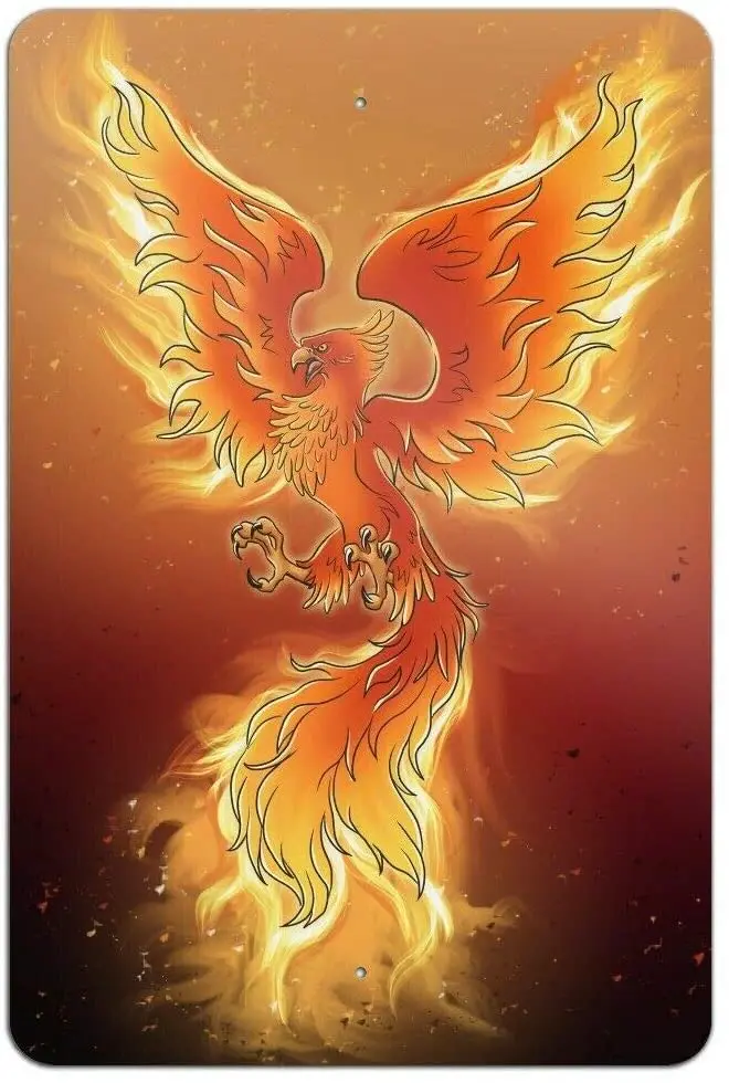 

nobrand Phoenix Rising from The Flames Home Business Office Sign 20x30 cm Retro Wall