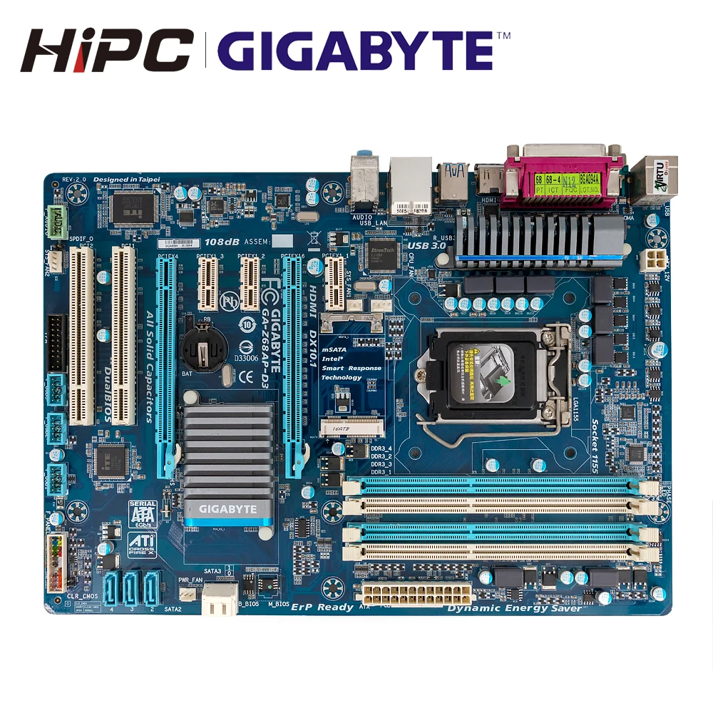 Gigabyte GA Z68AP D3 рабочего Материнская плата Z68 LGA 1155 Core i7 i5 i3 DDR3 32G SATA3 USB3.0 HDMI блок питания