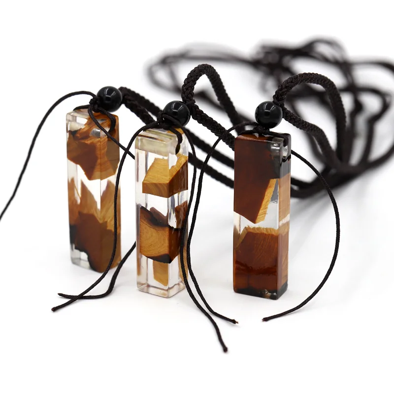 1 шт. мужские и женские винтажные ожерелья модное дерево смола ожерелье кулон