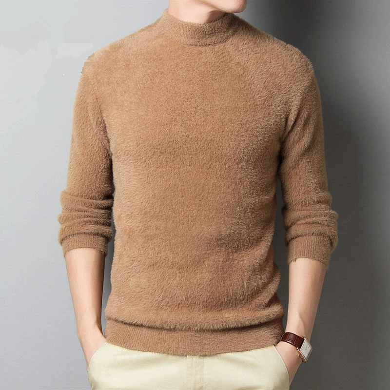 Faux норка кашемир Свитер с воротником Для мужчин джемпер 2021 на осень зиму s