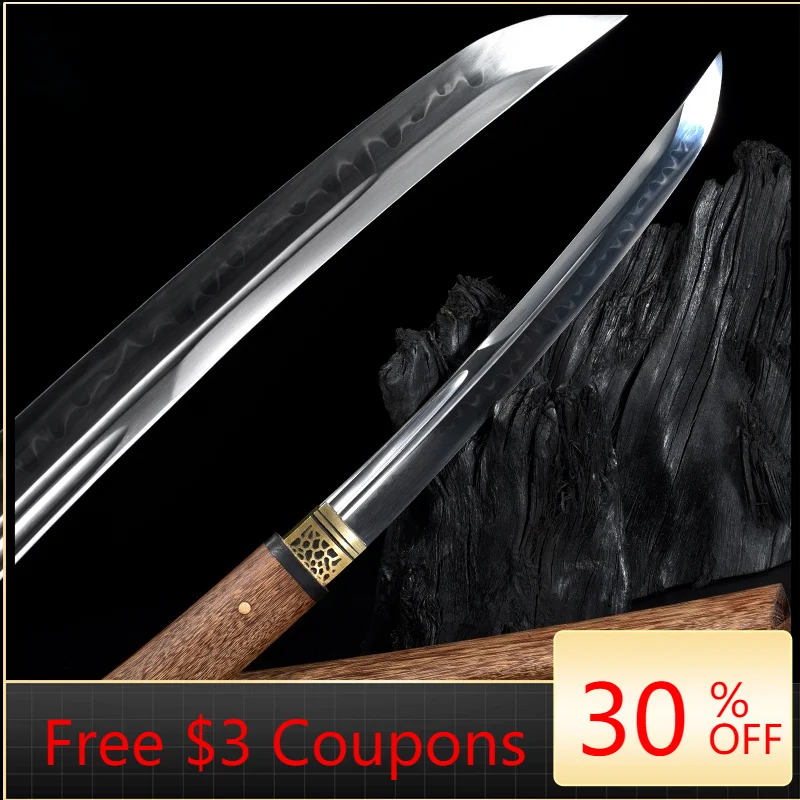 

Japan Samurai Tanto Katana Knife Real T10 Clay Tempered Blade Razor Sharp Edge Rosewood Sheath Sword for Home Decoration