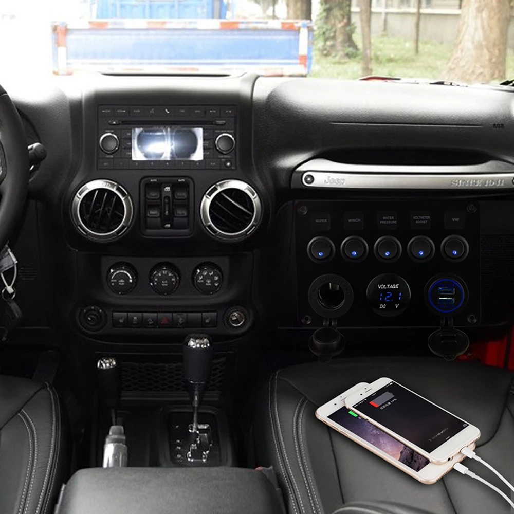 Светодиодная панель тумблер для автомобиля морской лодки цифровой вольтметр 5