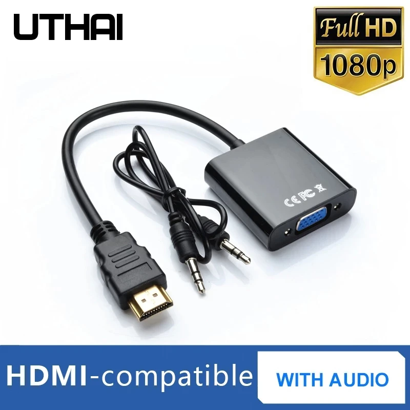 

T20 HDMI-compatible1080P to VGA Adapter With 3.5mmAudio 4K HD Digital Cable For Laptop Tablet HDMI Male To VGA Famale Converter