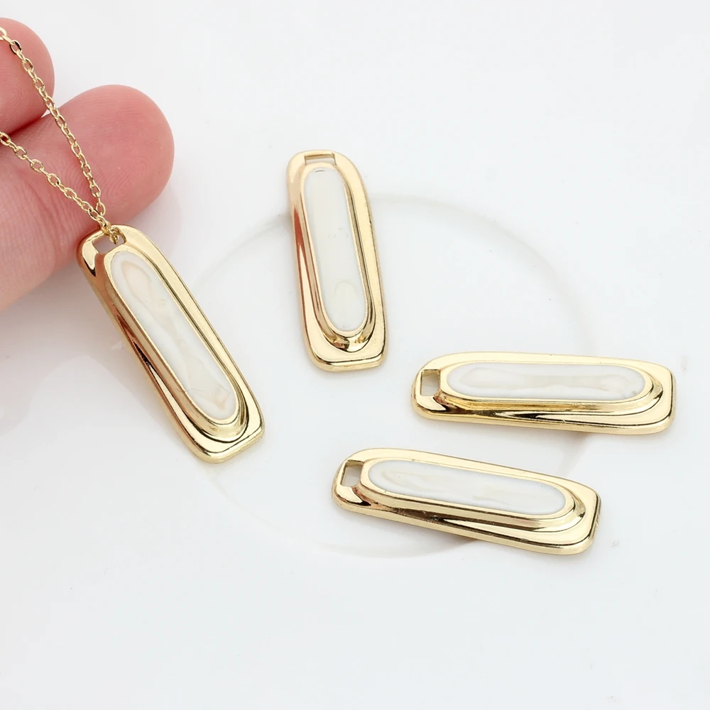 

Zinc Alloy Golden Black White Blue Enamel Charms Geometric Shape Charms 6pcs/lot For DIY Jewelry Earrings Making Accessories