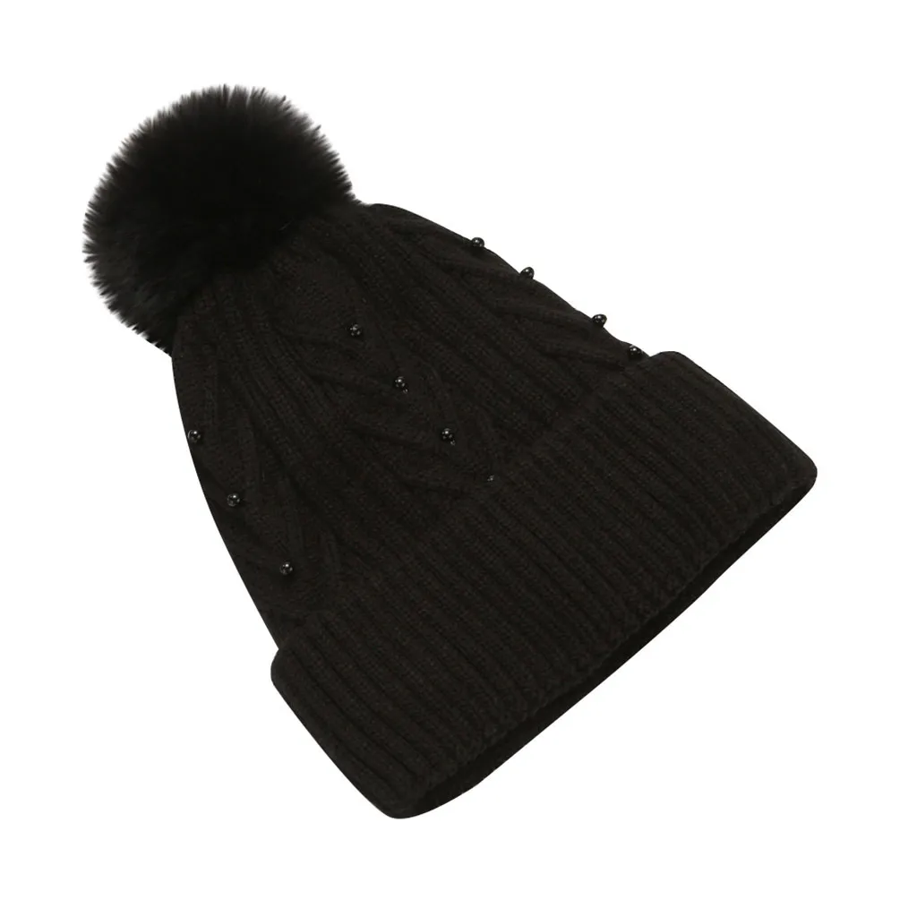 Модные осенние женские шапки зимние вязаные однотонная Теплая Шапка-бини с