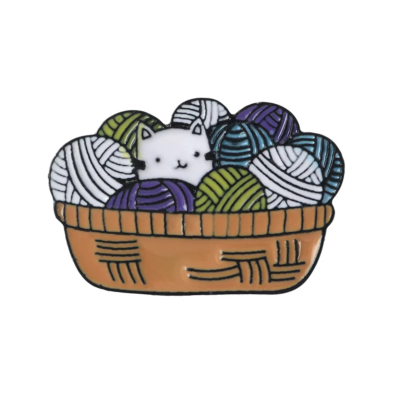 Cute Cat Ball of yarn Enamel Lapel Pins Cartoon Brooches Badges Backpack Gifts For Friends Wholesale Jewelry |
