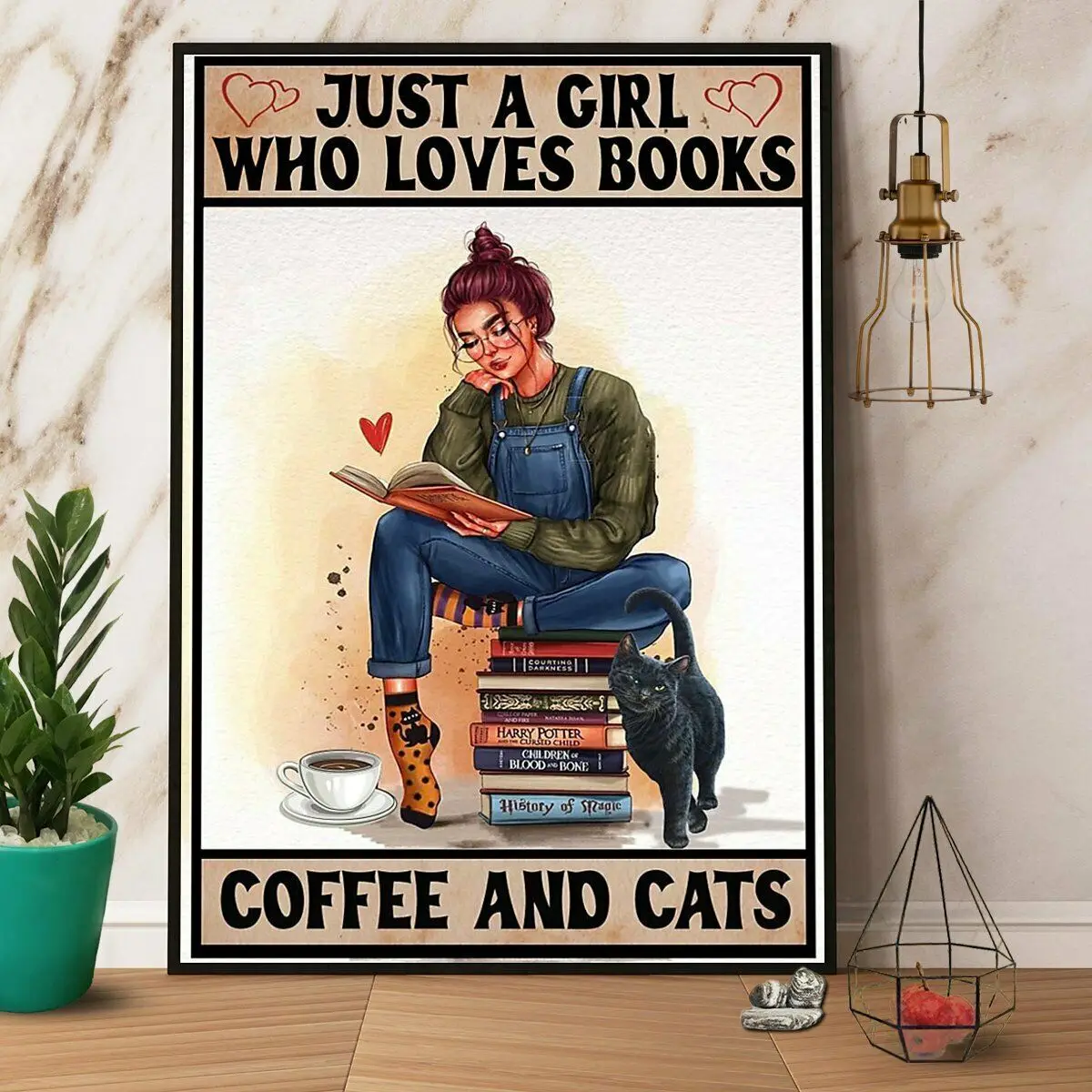 

Знаки для девушек, которые любят книги, кофейные и кошки, винтажные жестяные знаки, железная живопись, Настенный декор, художественная насте...