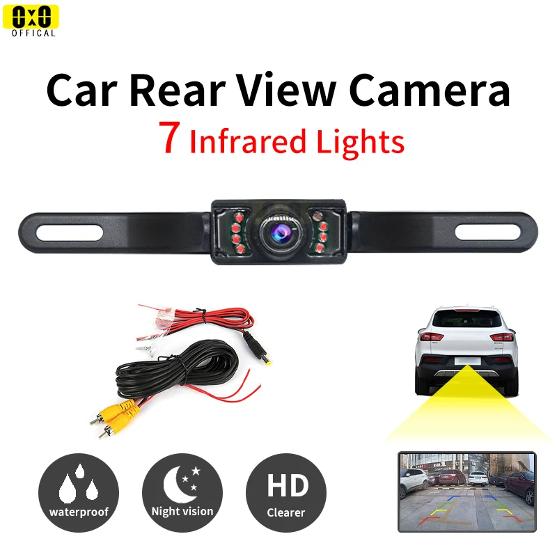 

Reverse Camera for Car License Plate Frame Car Rear View Backup Camera Parking Reverse Back Up Camera Waterproof CMOS 7 IR LED