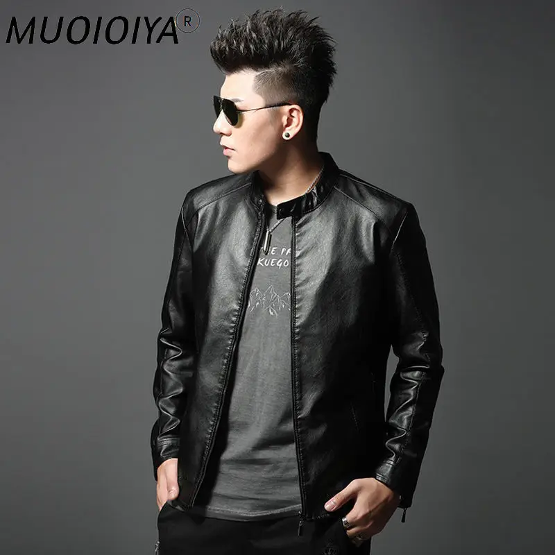 

Новинка 2021, весна-осень, Мужская крутая мотоциклетная куртка в Корейском стиле из искусственной кожи, мужская куртка из искусственной кожи ...