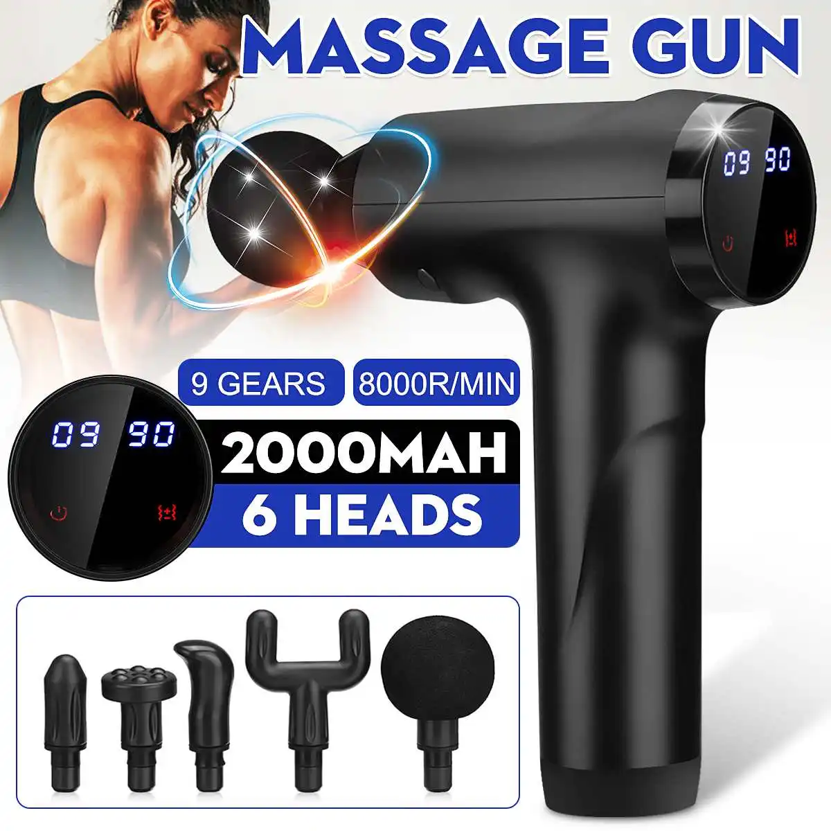 

8000r/min LCD Display Massage Gun Muscle Therapy Body Relaxation Electric Massager for Fitness Slimming Shaping Pain Relief
