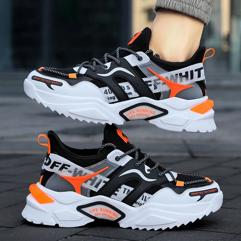 

Summer Air Cushion Casual Clunky Night Running Reflective Sneaker Lac-Up Mesh Lightweight Breathable Sport Jogging Shoes For Man