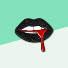 Значок в готическом стиле с изображением синей розы, со слоганом, кровавая тёмно-черная помада, блестящая помада, бриллиант, подарок на Хэллоуин для друзей, унисекс