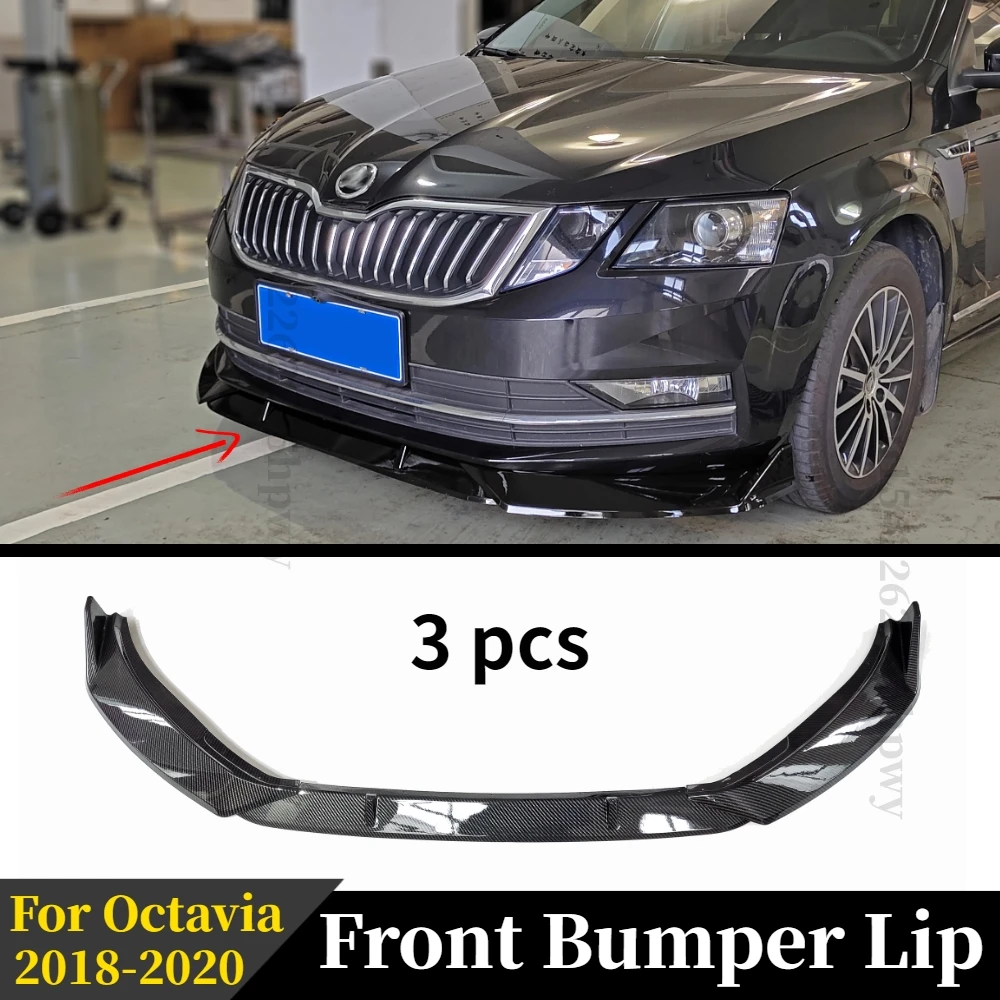 

Защита для переднего бампера, защита диффузора, ABS пластик, 3 шт., для Skoda Octavia, обвес, спойлер 2018, 2019, 2020, спойлер