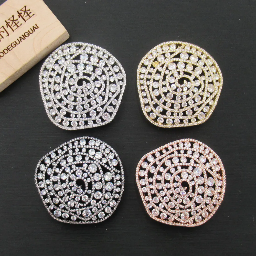 APDGG 40x42 мм позолоченная Подвеска 18 карат, подвеска в виде цветка с кристаллами, кулон с кубическим цирконием, микро подвеска, ювелирные изделия, сделай сам