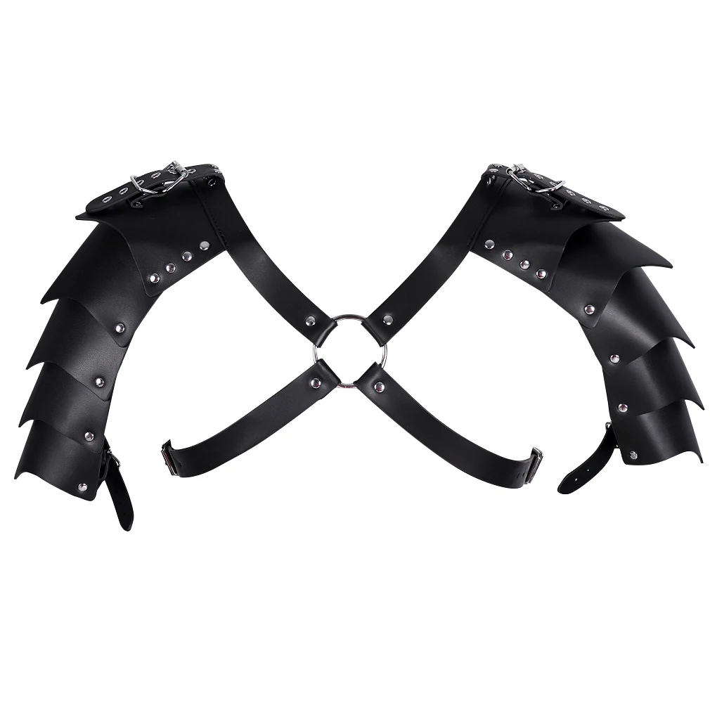 

Goth Clothes Fetish Men Leather Shoulder Harness Strap Adjustable Gothic Body Bondage Cage Chest Harness Belts Rave Gay Costumes