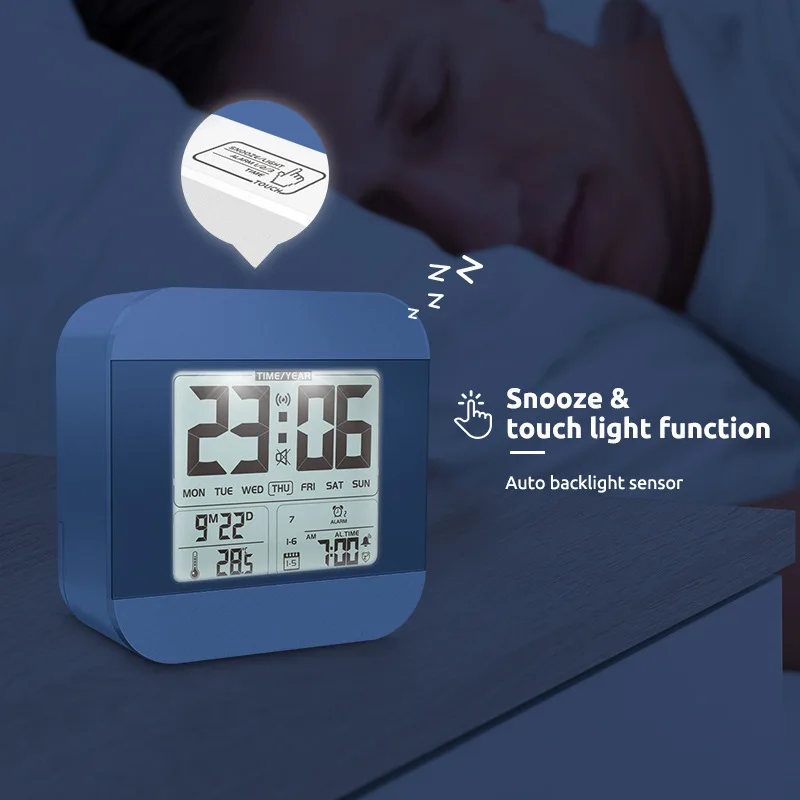 

ЖК-дисплей цифровые часы-будильник электронные настольные часы Повтор Функция Температура Дата Дисплей часы с подсветкой Украшение стола