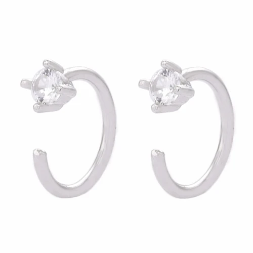 Silver Gold Moonmory Популярные 925 пробы серебряные серьги-кольца Huggie с радужными камнями CZ серьги для европейских женщин модные ювелирные изделия - Окраска металла: Silver Gold