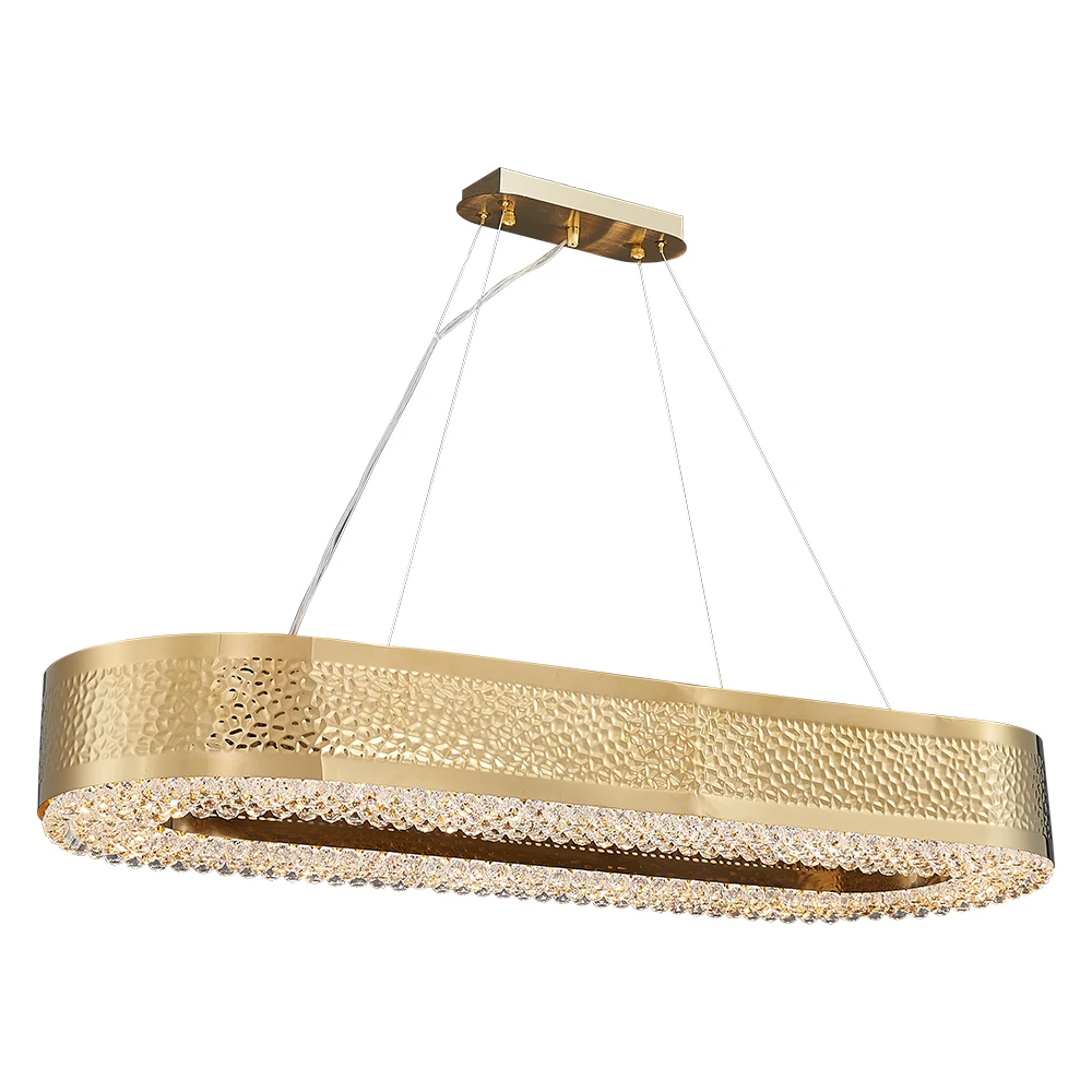 

Chandeliers Indoor Lighting Kitchen Island Hanging Lamps Oval Crystal for Living Room Rectangle Gold Stainless Steel Modern E14