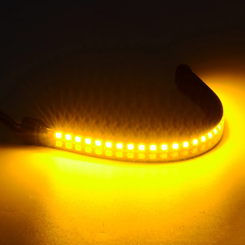 

Mayitr 1pc 20cm Motorcycle Red Tail Brake Stop Light Yellow Flowing Water Turn Signal Lamp LED Strip