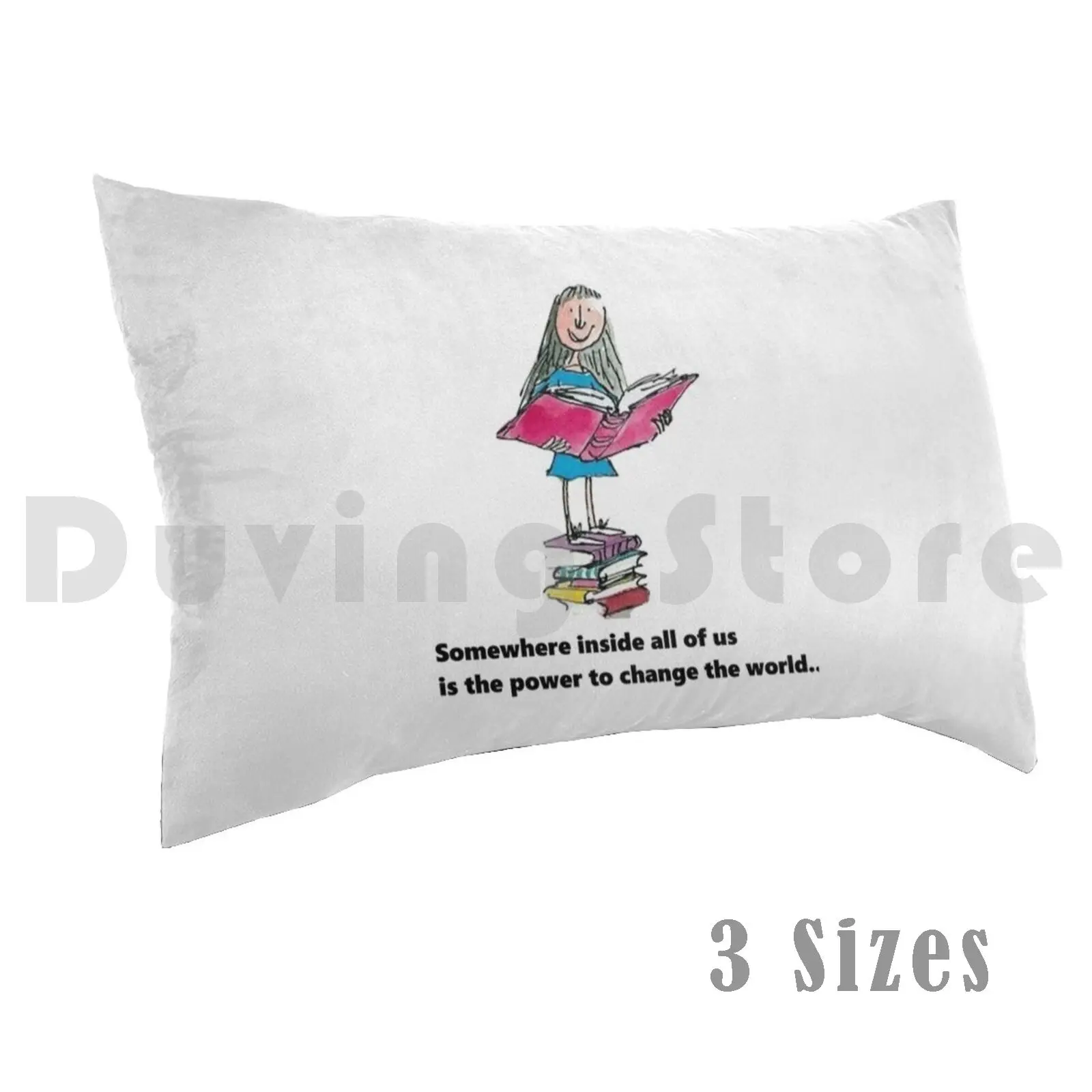 

Matilda Bookworm Pillow Case 20x30 inch Books Reading Bookish Book Love Bookworm Book Dragon Bibliophile Book