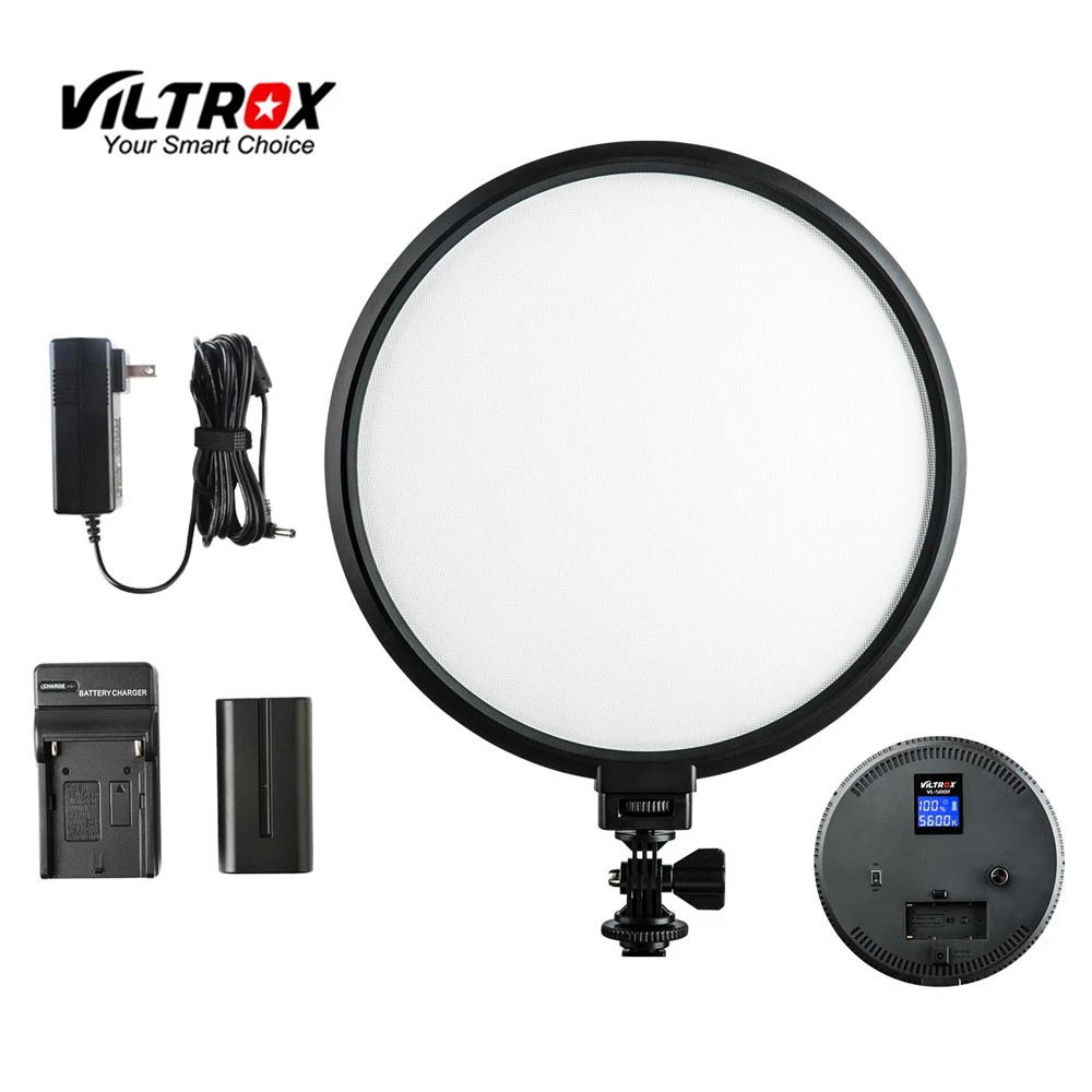 

Viltrox VL-500T Ultrathin Bi-Color Dimmable 9 In Circular LED Video Light 3300K-5600K CRI 95+ 25W for camera YouTube show Live