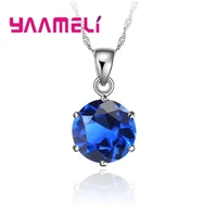 cost sale nice 925 sterling silver necklace women wedding jewelry 6 claw cubic zircon pendant engagement accessories