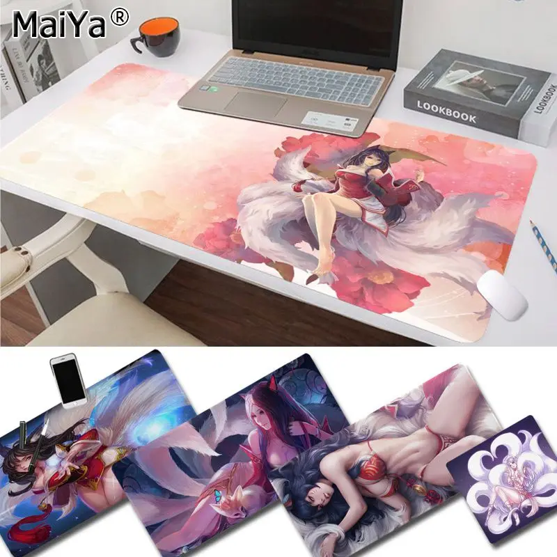 

Maiya Hot Sales Ahri League of Legends Natural Rubber Gaming mousepad Desk Mat Free Shipping Large Mouse Pad Keyboards Mat