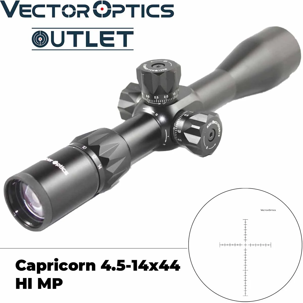 Векторная оптика Capricorn 4,5-14x44 FFP Riflescope Parallax Focus от 10 м 1/10 MIL Регулировочная винтовка Shock Proof. 50 BMG