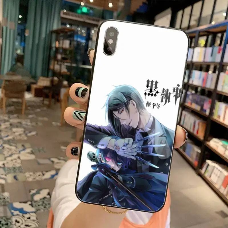 

NBDRUICAI Anime Black Butler Soft black Phone Case Tempered Glass For iPhone 11 Pro XR XS MAX 8 X 7 6S 6 Plus SE 2020 case