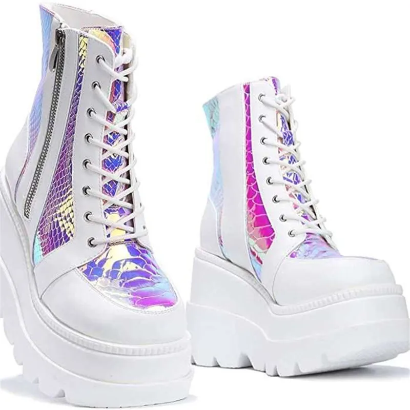 

muffin single shoes station autumn and 2020 new high top winter women's color matching lace up large European