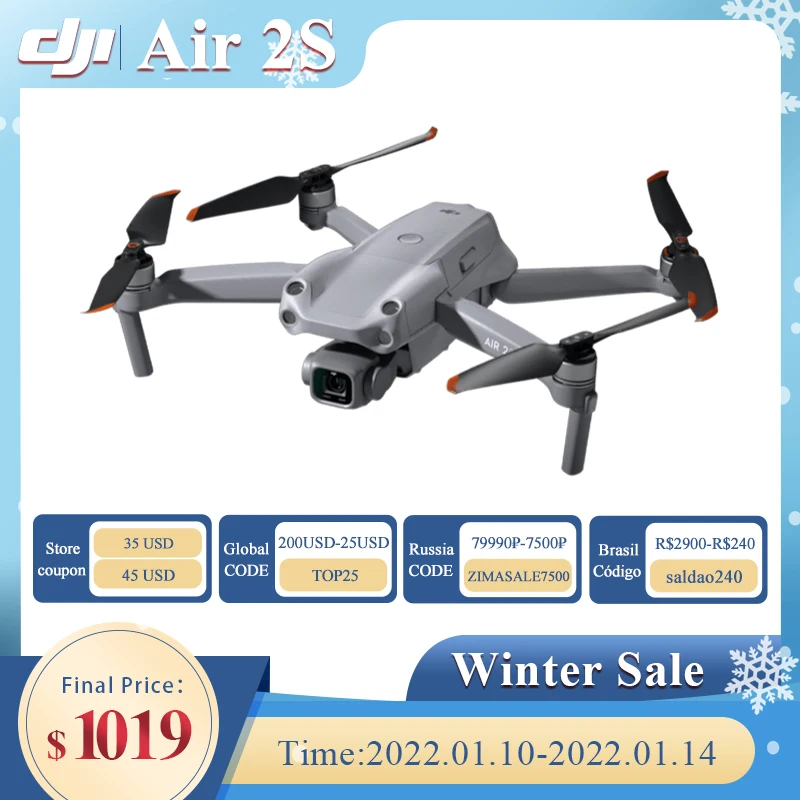 DJI Air 2S Дрон Fly More Combo с 1-дюймовым CMOS-датчиком большими 5 4 мкм пикселей 20МП камера 12