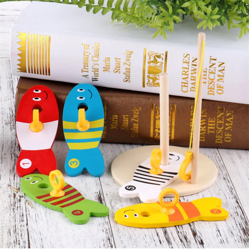 8 шт./компл. красочные деревянные цифровые игрушки для рыбалки Набор детских