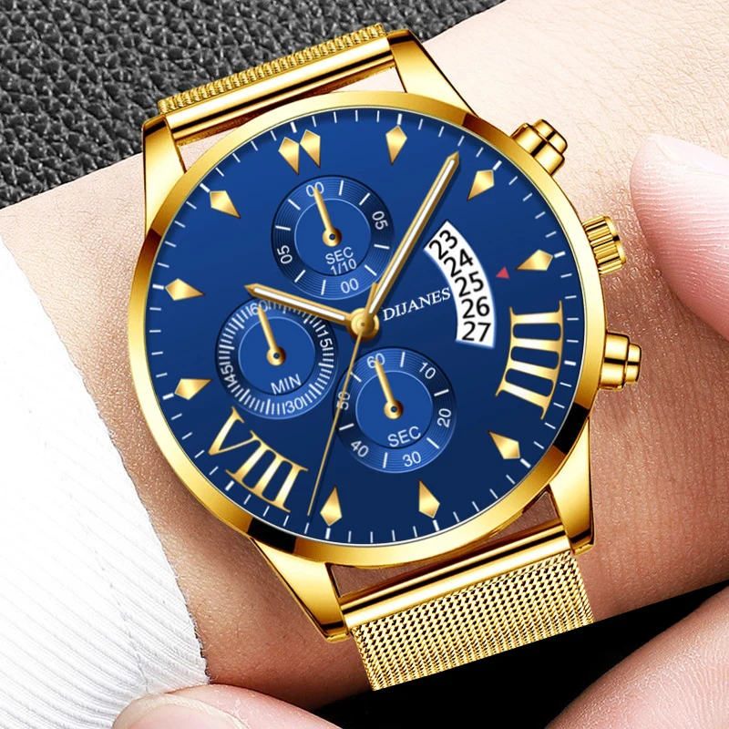 

reloj hombre 2021 Fashion Mens Business Watches Luxury Men Stainless Steel Mesh Band Analog Quartz Wrist Watch relogio masculino
