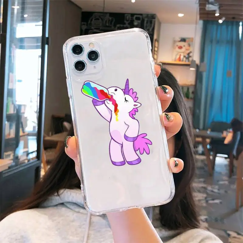 

Funny cute unicorn horse color Transparent soft For iphone 5 6 7 8 11 12 s c se plus mini x xs xr pro max cover shell funda