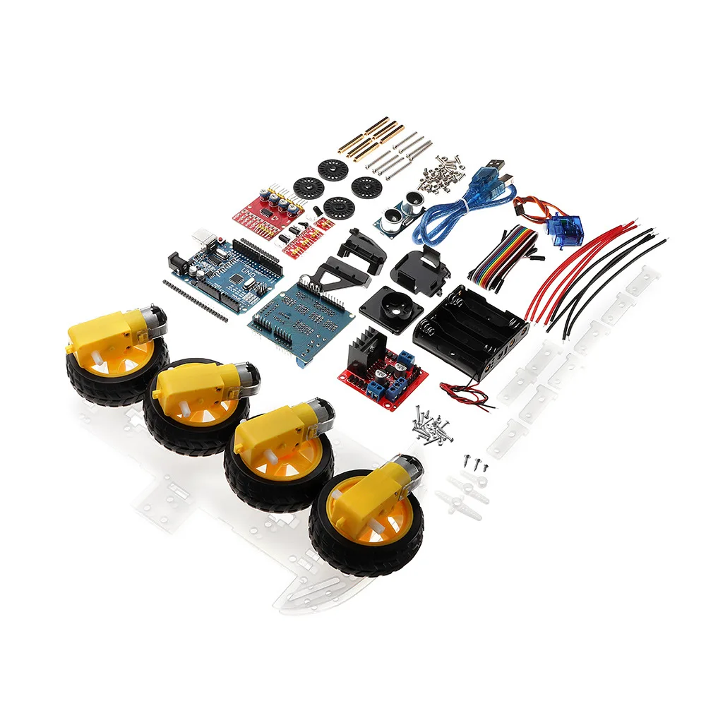 

Kit R3+Car Chassis Kit+Ultrasonic Module 4-wheel Car Kit
