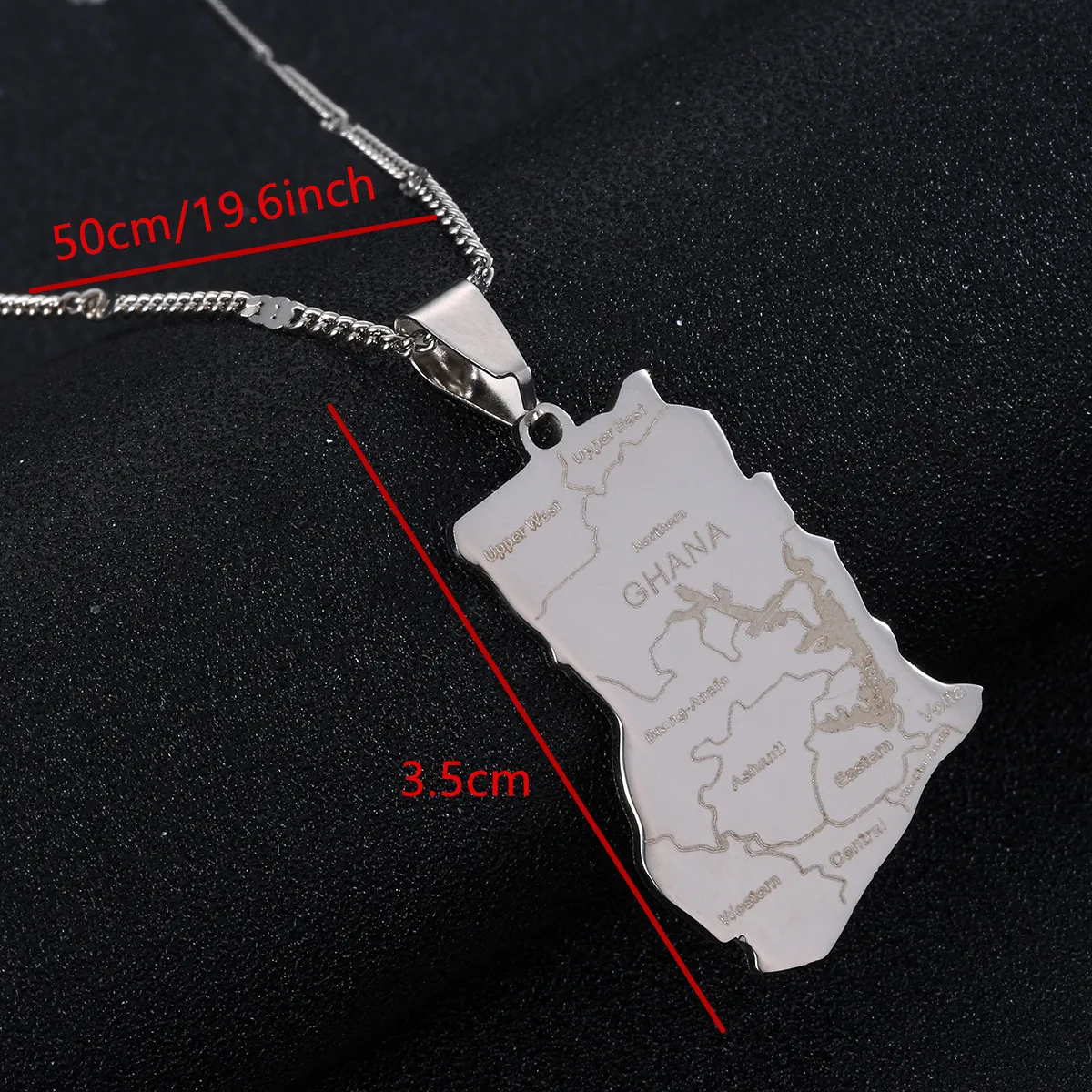 Карта Ганы из нержавеющей стали цвет серебра карта цепь ювелирные изделия |